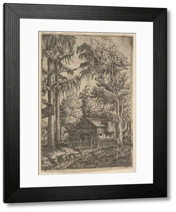 Framed Print : Cabin Among Trees, 1551. Creator: Hans Sebald Lautensack Framed Print : Cabin Among Trees, 1551. Creator: Hans Sebald Lautensack