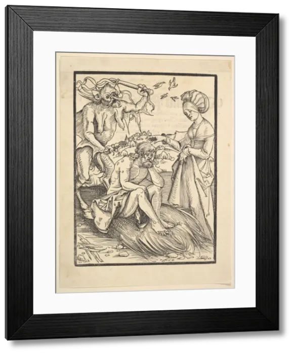 Framed Print : Job Tempted by a Demon, 1509. Creator: Hans Baldung Framed Print : Job Tempted by a Demon, 1509. Creator: Hans Baldung