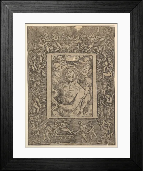 Framed Print : Ecce Homo with Ornamental Border showing the Triumph of Bacchus, 1511 Framed Print : Ecce Homo with Ornamental Border showing the Triumph of Bacchus, 1511
