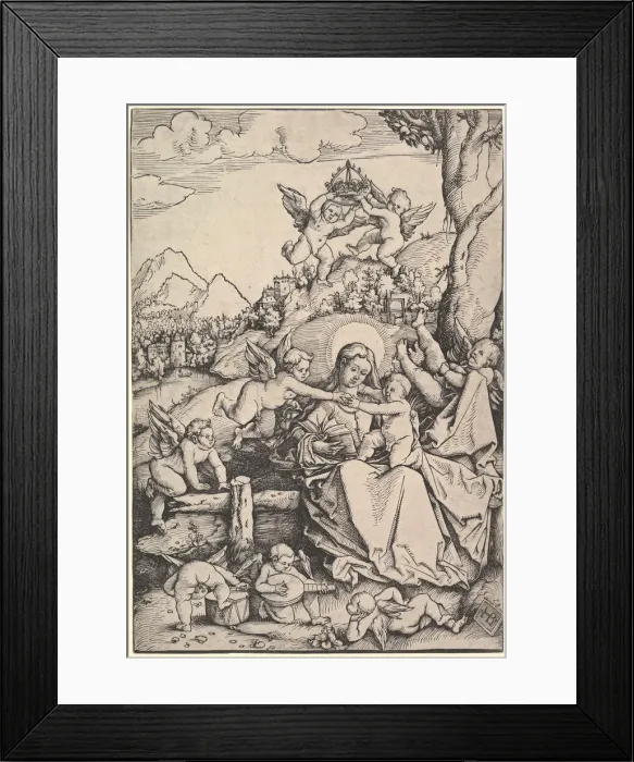 Framed Print : The Virgin and Child with Eight Angels in a Landscape, 1511. Creator: Hans Baldung Framed Print : The Virgin and Child with Eight Angels in a Landscape, 1511. Creator: Hans Baldung