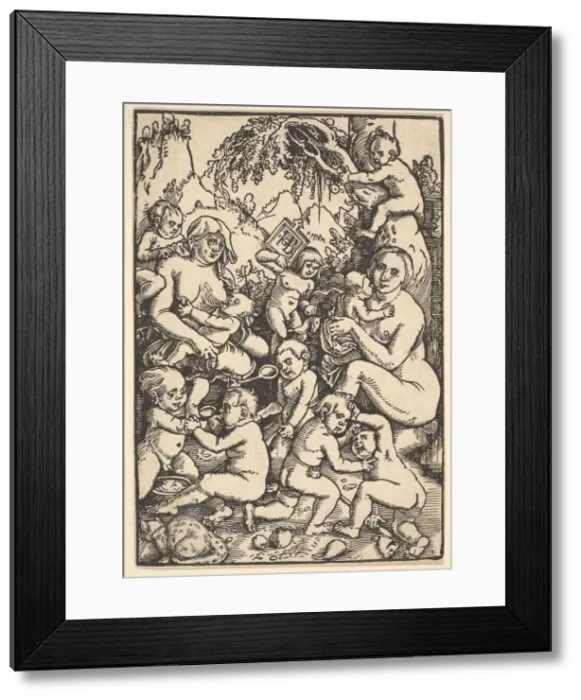 Framed Print : Two Mothers with Children (Die Kinderaue), ca. 1512. Creator: Hans Baldung Framed Print : Two Mothers with Children (Die Kinderaue), ca. 1512. Creator: Hans Baldung