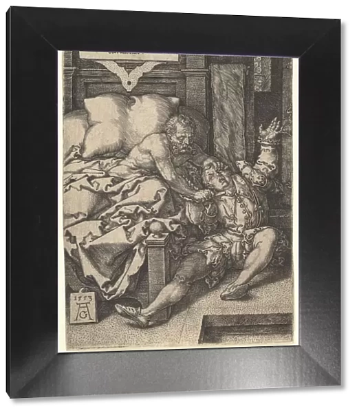 Judge Herkinbald Cutting the Throat of his Nephew, 1553. Creator: Heinrich Aldegrever