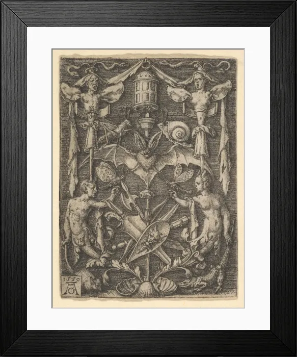 Framed Print : Design for a Candelabra Grotesque with a Bat in the Center, 1550 Framed Print : Design for a Candelabra Grotesque with a Bat in the Center, 1550
