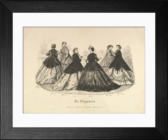 Framed Print : Six Women Outdoors, No. 676, from La Elegancia, 1865-66. Creator: Heloise Leloir Framed Print : Six Women Outdoors, No. 676, from La Elegancia, 1865-66. Creator: Heloise Leloir