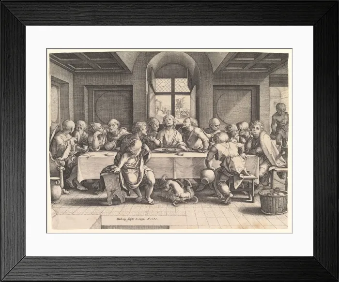 Framed Print : The Last Supper, 1585. Creator: Hendrik Goltzius