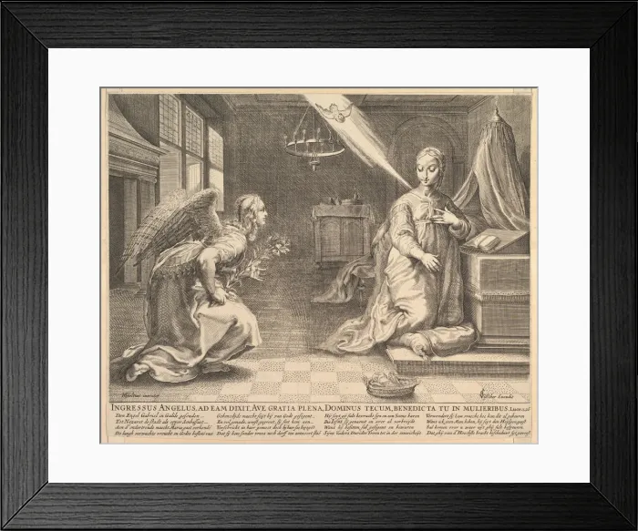 Framed Print : The Annunciation, before 1652. Creator: Claes Jansz Visscher Framed Print : The Annunciation, before 1652. Creator: Claes Jansz Visscher