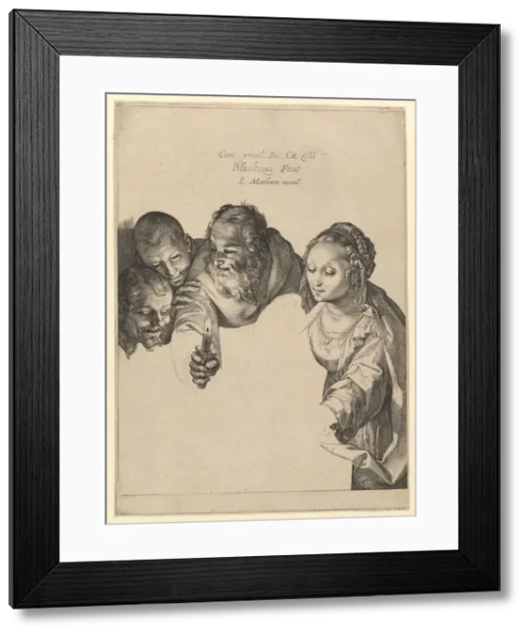 Framed Print : The Adoration of the Shepherds, ca. 1599. Creator: Hendrik Goltzius Framed Print : The Adoration of the Shepherds, ca. 1599. Creator: Hendrik Goltzius
