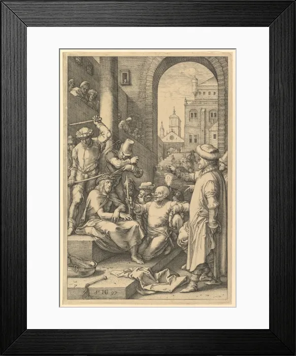 Framed Print : The Crowning with Thorns, from The Passion of Christ, 1597. Creator: Hendrik Goltzius Framed Print : The Crowning with Thorns, from The Passion of Christ, 1597. Creator: Hendrik Goltzius