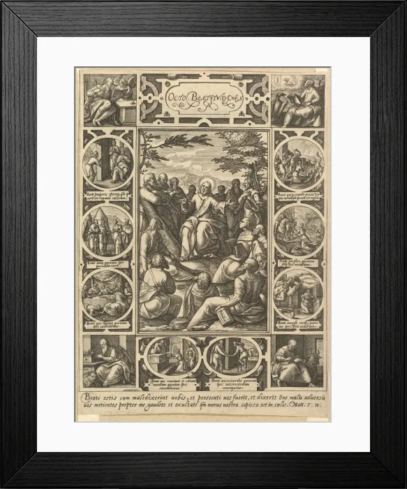 Framed Print : The Eight Beatitudes, ca. 1578. Creator: Hendrik Goltzius Framed Print : The Eight Beatitudes, ca. 1578. Creator: Hendrik Goltzius