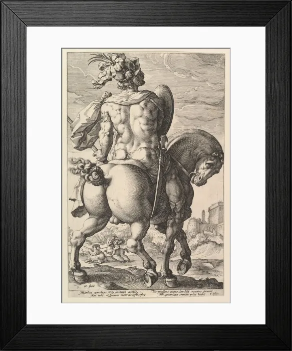 Framed Print : Titus Manlius, from the series The Roman Heroes, 1586. Creator: Hendrik Goltzius Framed Print : Titus Manlius, from the series The Roman Heroes, 1586. Creator: Hendrik Goltzius