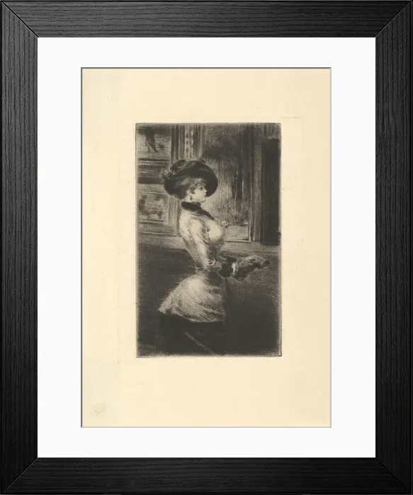 Framed Print : Three-quarter Length Woman in Profile at a Picture Gallery. Creator: Henri Somm Framed Print : Three-quarter Length Woman in Profile at a Picture Gallery. Creator: Henri Somm