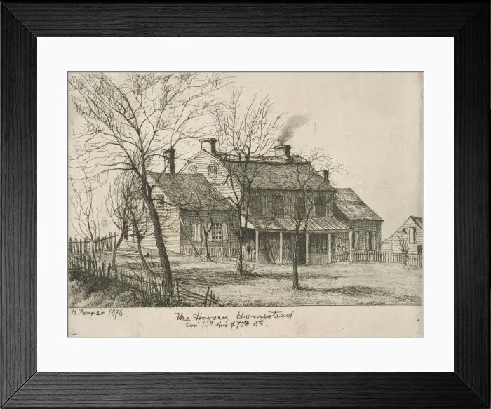 Framed Print : The Harsen Homestead, Corner of 10th Avenue and 70th Street (from Scenes of Old New York) Framed Print : The Harsen Homestead, Corner of 10th Avenue and 70th Street (from Scenes of Old New York)