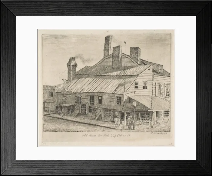 Framed Print : Old House, Corner of Peck Slip and Water Street (from Scenes of Old New York), 1870 Framed Print : Old House, Corner of Peck Slip and Water Street (from Scenes of Old New York), 1870