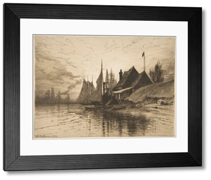 Framed Print : Evening, New York Harbor, 1884. Creator: Henry Farrer Framed Print : Evening, New York Harbor, 1884. Creator: Henry Farrer