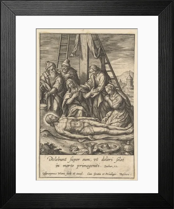 Framed Print : The Lamentation, before 1619. Creator: Hieronymous Wierix Framed Print : The Lamentation, before 1619. Creator: Hieronymous Wierix