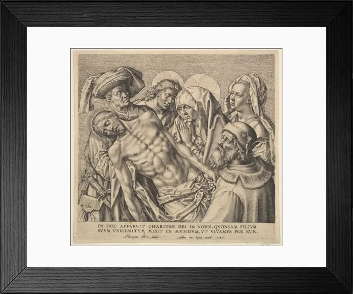 Framed Print : Bearing the Body of Christ, 1586. Creator: Hieronymous Wierix Framed Print : Bearing the Body of Christ, 1586. Creator: Hieronymous Wierix