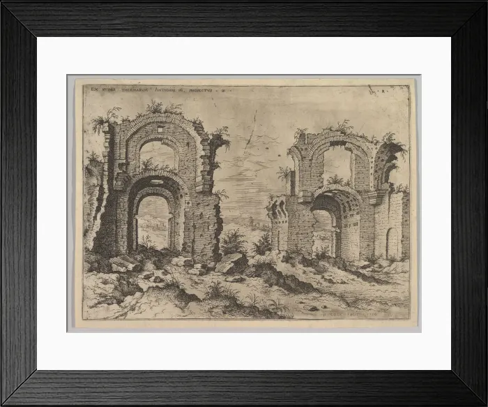 Framed Print : Second View of the Baths of Diocletian, from set of Roman Ruins, 1550