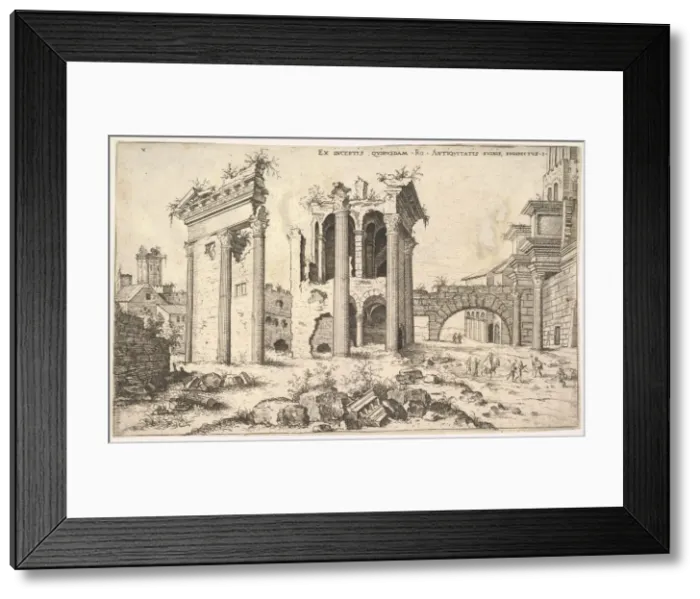 Framed Print : View of unidentified ruins with trabeated facade at left, arcades at center Framed Print : View of unidentified ruins with trabeated facade at left, arcades at center