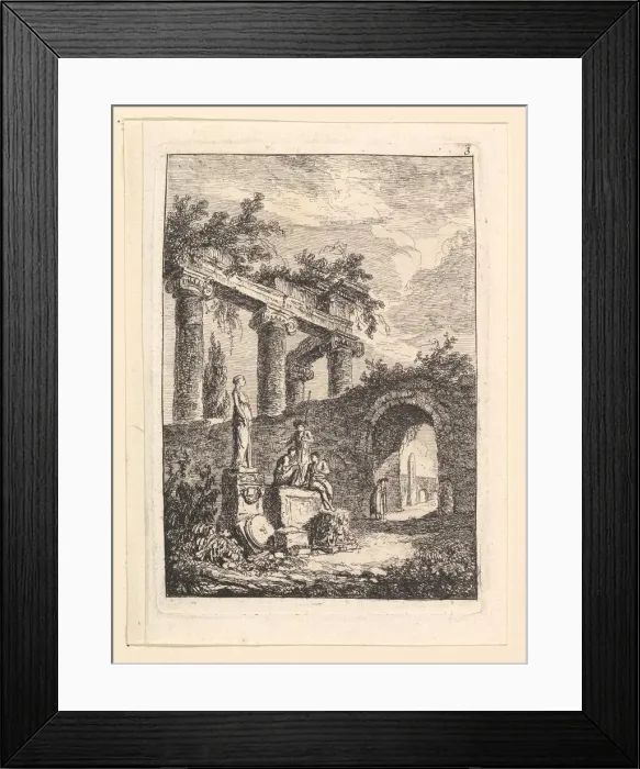 Framed Print : La Statue en Avant les Ruines. n. d. Creator: Hubert Robert Framed Print : La Statue en Avant les Ruines. n. d. Creator: Hubert Robert