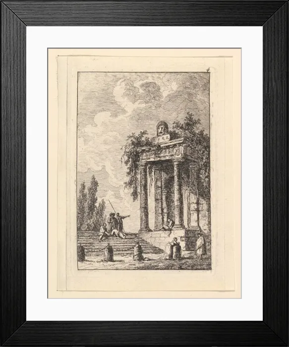 Framed Print : L Escalier aux Quatre Bornes. n. d. Creator: Hubert Robert Framed Print : L Escalier aux Quatre Bornes. n. d. Creator: Hubert Robert