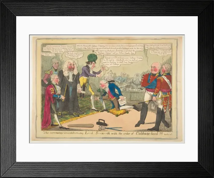 Framed Print : The Ceremony of Investiture of My Ld Smth with the Order of Cabbage-hood, ca Framed Print : The Ceremony of Investiture of My Ld Smth with the Order of Cabbage-hood, ca