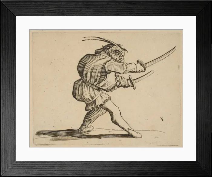 Framed Print : The Duelliste aux Deux Sabres (The Duelist with Two Sabres), from Varie Figure Gobbi, s Framed Print : The Duelliste aux Deux Sabres (The Duelist with Two Sabres), from Varie Figure Gobbi, s