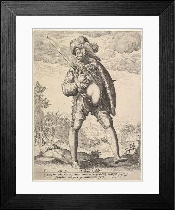 Framed Print : Soldier, Armed with Broadsword and Shield, from Officers and Soldiers, 1587 Framed Print : Soldier, Armed with Broadsword and Shield, from Officers and Soldiers, 1587