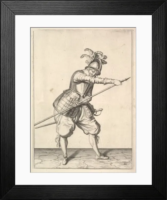 Framed Print : A soldier sliding his right hand along the training-pike, from the Lansquenets series Framed Print : A soldier sliding his right hand along the training-pike, from the Lansquenets series