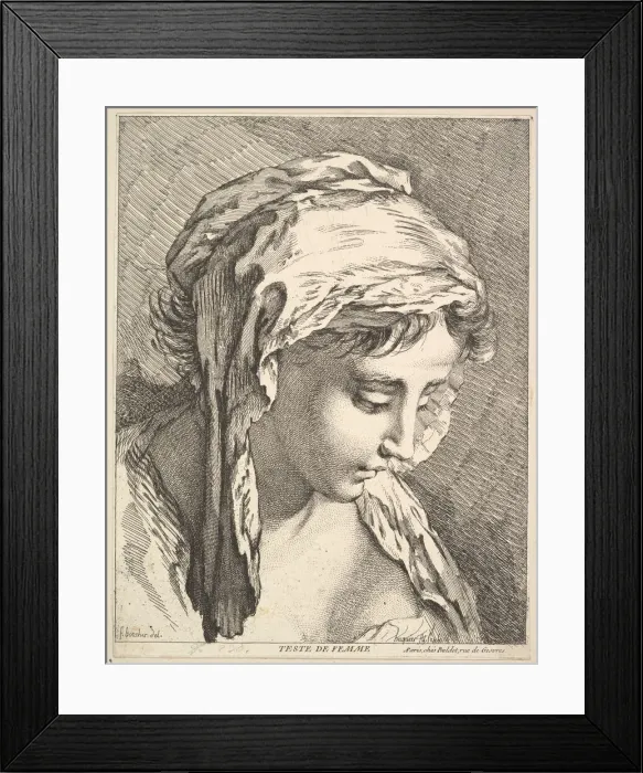 Framed Print : Head of a Woman, mid to late 18th century. Creator: Jacques Gabriel Huquier Framed Print : Head of a Woman, mid to late 18th century. Creator: Jacques Gabriel Huquier