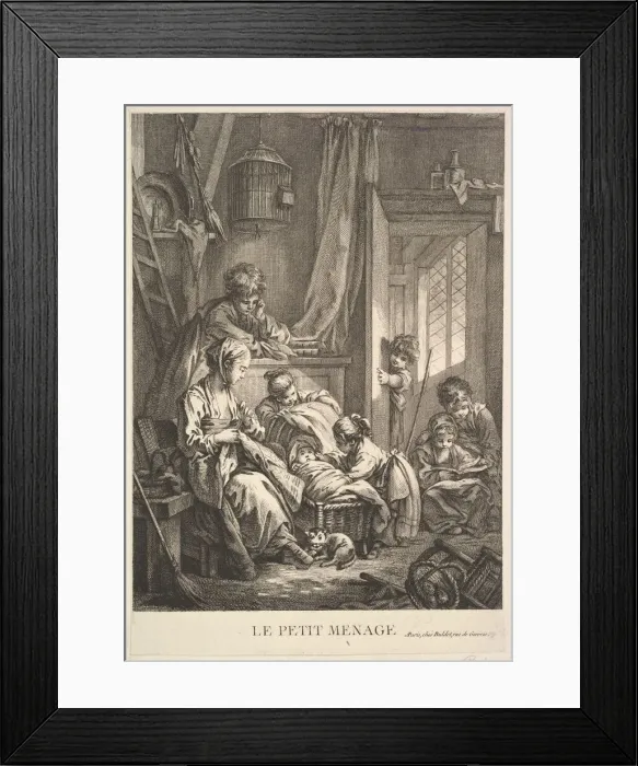 Framed Print : The Small Household, mid to late 18th century. Creator: Jacques Gabriel Huquier Framed Print : The Small Household, mid to late 18th century. Creator: Jacques Gabriel Huquier