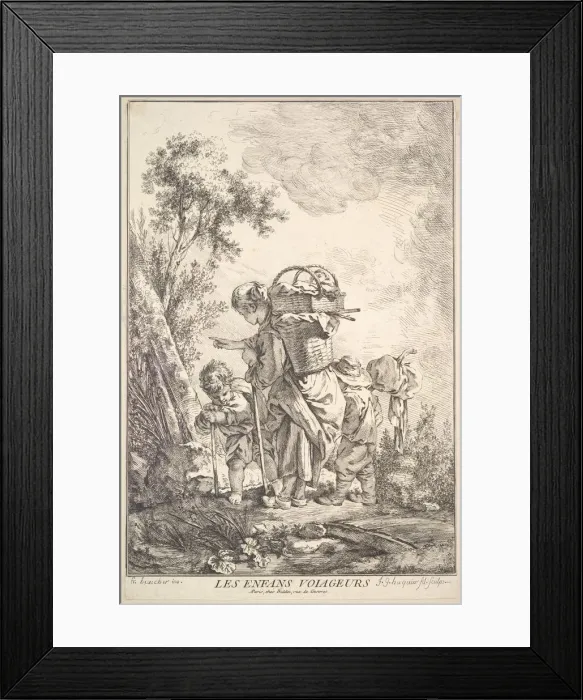 Framed Print : The Traveling Children, mid to late 18th century. Creator: Jacques Gabriel Huquier Framed Print : The Traveling Children, mid to late 18th century. Creator: Jacques Gabriel Huquier