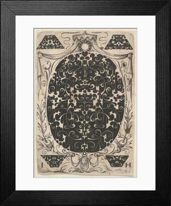Framed Print : Oval Pendant Decorated with Schweifwerk, Surrounded by Smaller Motifs and Crowned b Framed Print : Oval Pendant Decorated with Schweifwerk, Surrounded by Smaller Motifs and Crowned b