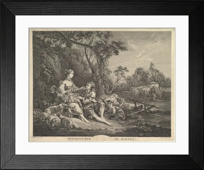 Framed Print : Pensant-ils au Raisin? (Are They Thinking About the Grape?), 18th century Framed Print : Pensant-ils au Raisin? (Are They Thinking About the Grape?), 18th century