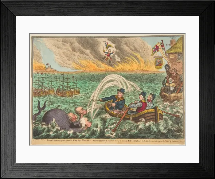 Framed Print : British Tars Towing the Danish Fleet into Harbour; the Broad-Bottom Leviathan t