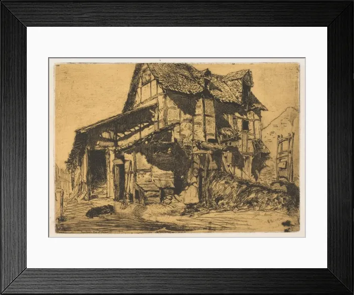 Framed Print : The Unsafe Tenement (The Old Farm), 1858. Creator: James Abbott McNeill Whistler Framed Print : The Unsafe Tenement (The Old Farm), 1858. Creator: James Abbott McNeill Whistler