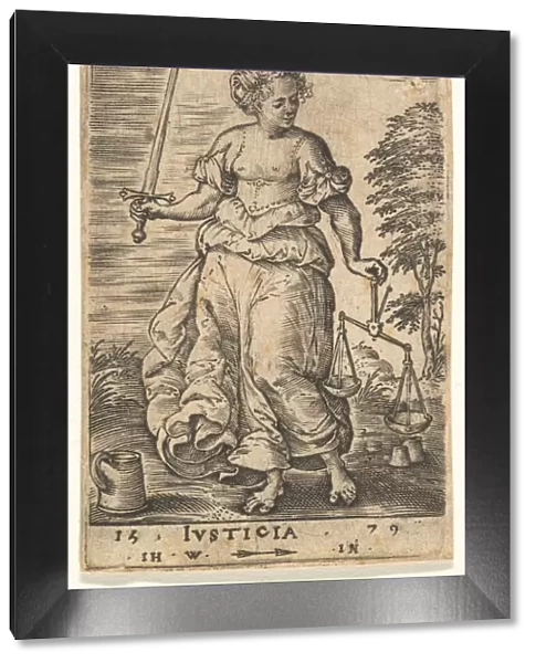 Justice, an allegorical figure holding a balance in her left hand