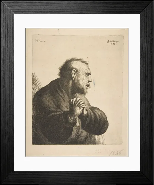 Framed Print : A Man Grieving, 1634. Creator: Jan Georg van Vliet Framed Print : A Man Grieving, 1634. Creator: Jan Georg van Vliet