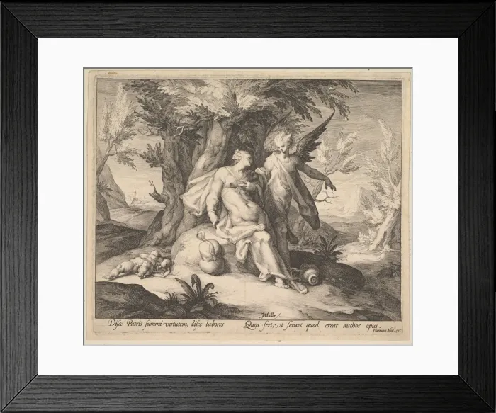 Framed Print : Hagar in the Desert Consoled by an Angel, ca. 1609. Creator: Jan Muller Framed Print : Hagar in the Desert Consoled by an Angel, ca. 1609. Creator: Jan Muller