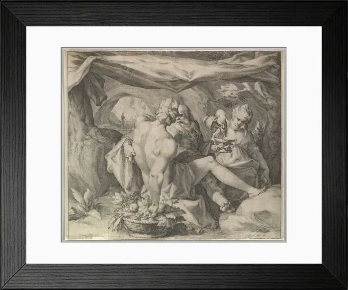 Framed Print : Lot and His Daughters, ca. 1630. Creator: Jan Muller Framed Print : Lot and His Daughters, ca. 1630. Creator: Jan Muller