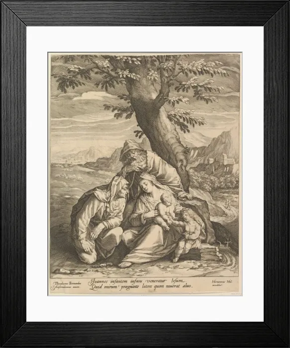 Framed Print : Holy Family with St. Elizabeth & St. John the Baptist, 1588. Creator: Jan Muller Framed Print : Holy Family with St. Elizabeth & St. John the Baptist, 1588. Creator: Jan Muller