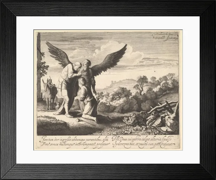 Framed Print : Tobias Blessed by Blind Tobit, 1620-41. Creator: Jan van de Velde II Framed Print : Tobias Blessed by Blind Tobit, 1620-41. Creator: Jan van de Velde II