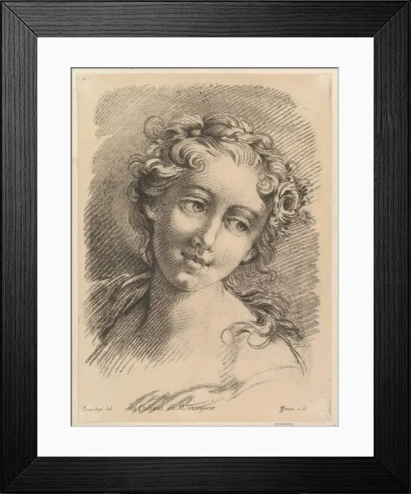 Framed Print : Head of a Woman, 1748-69. Creators: Jean Charles Francois, Francois Boucher Framed Print : Head of a Woman, 1748-69. Creators: Jean Charles Francois, Francois Boucher