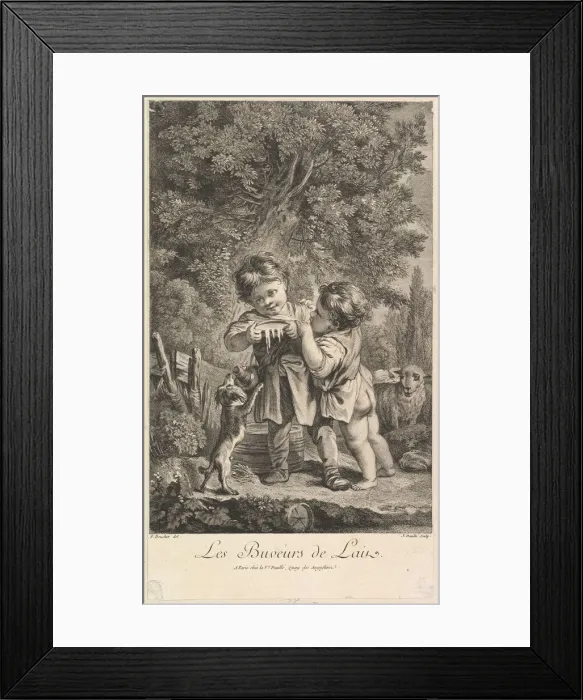 Framed Print : Drinking Milk, 18th century. Creator: Jean Daullé Framed Print : Drinking Milk, 18th century. Creator: Jean Daullé