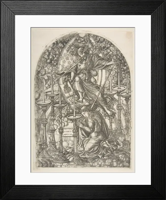 Framed Print : Saint John sees Seven Gold Candlesticks, from the Apocalypse. n. d. Creator: Jean Duvet Framed Print : Saint John sees Seven Gold Candlesticks, from the Apocalypse. n. d. Creator: Jean Duvet