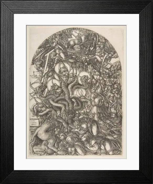Framed Print : The Beast with Seven Heads and Ten Horns, from the Apocalypse. n. d. Creator: Jean Duvet Framed Print : The Beast with Seven Heads and Ten Horns, from the Apocalypse. n. d. Creator: Jean Duvet
