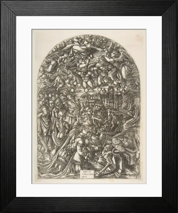 Framed Print : The Dragon with two Horns and the Beast with Seven, from the Apocalypse. n. d Framed Print : The Dragon with two Horns and the Beast with Seven, from the Apocalypse. n. d