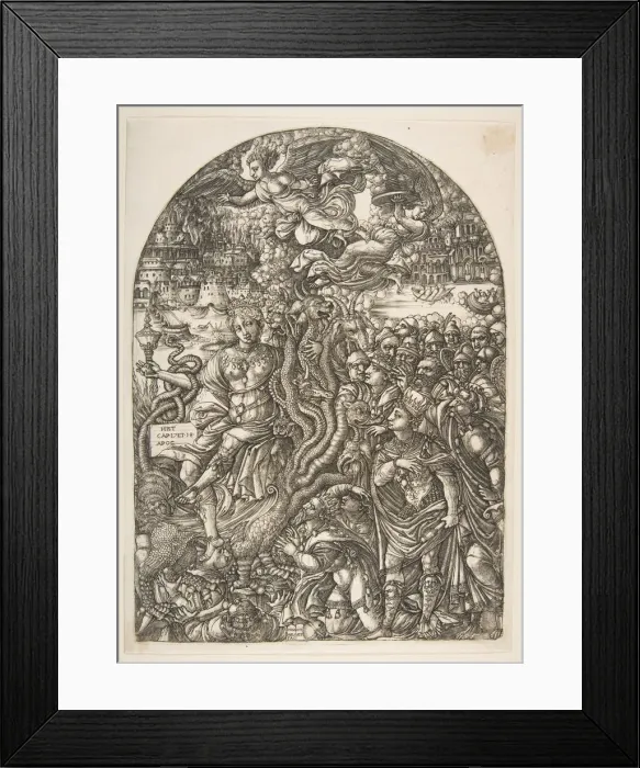 Framed Print : The Babylon Harlot seated on the Seven-Headed Beast, from the Apocalypse. n. d Framed Print : The Babylon Harlot seated on the Seven-Headed Beast, from the Apocalypse. n. d