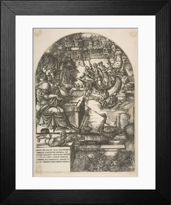 Framed Print : The artist Jean Duvet in the guise of St. John the Evangelist, sitting at a desk, ca