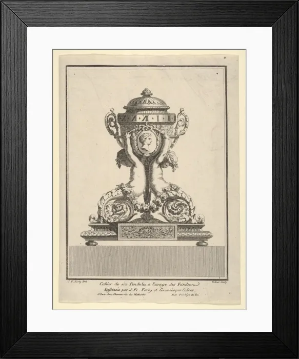 Framed Print : Design for a Clock, Title Page to Cahier de six Pendules, ca. 1770 Framed Print : Design for a Clock, Title Page to Cahier de six Pendules, ca. 1770