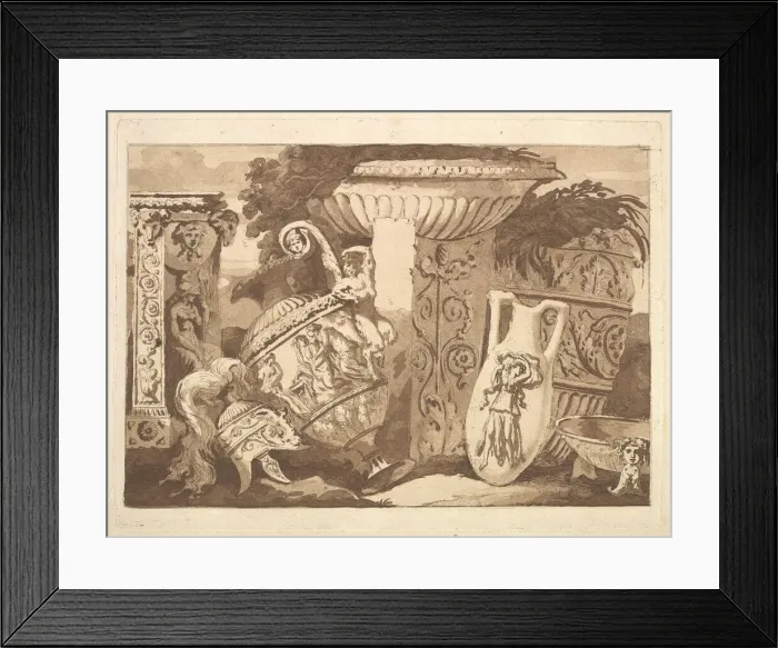 Framed Print : Composition with the Antique Fragments and a Leaning Vase, from Recueil de Compositions Framed Print : Composition with the Antique Fragments and a Leaning Vase, from Recueil de Compositions